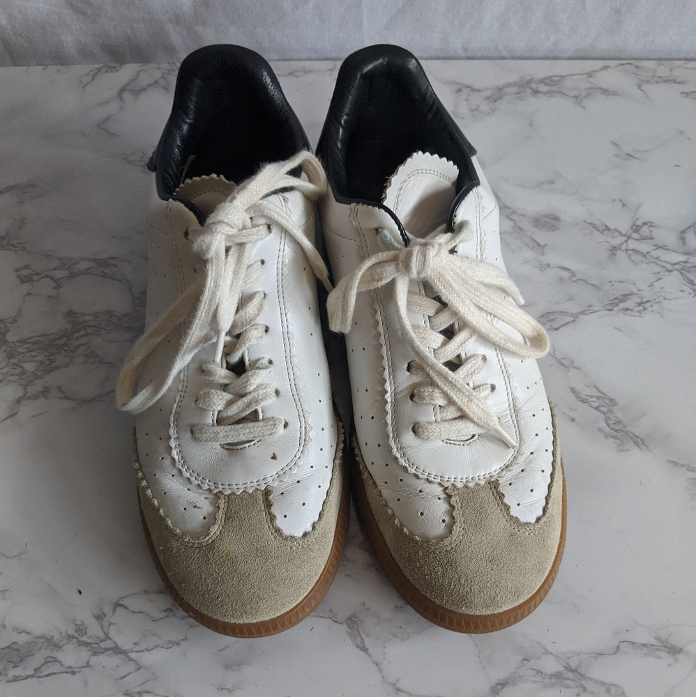 Isabel Marant White and Tan Sneakers